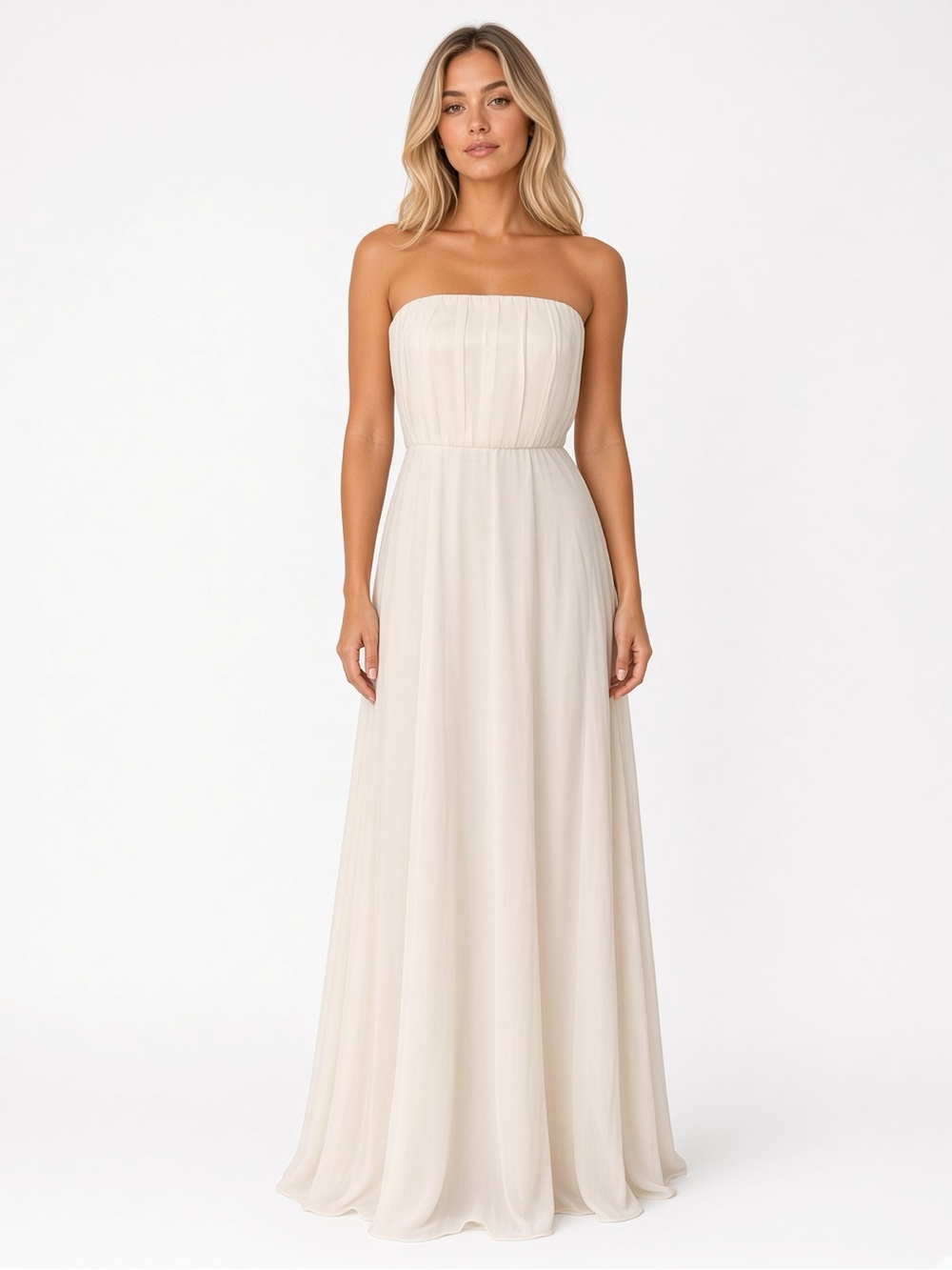 Escada Strapless Cream Maxi Gown